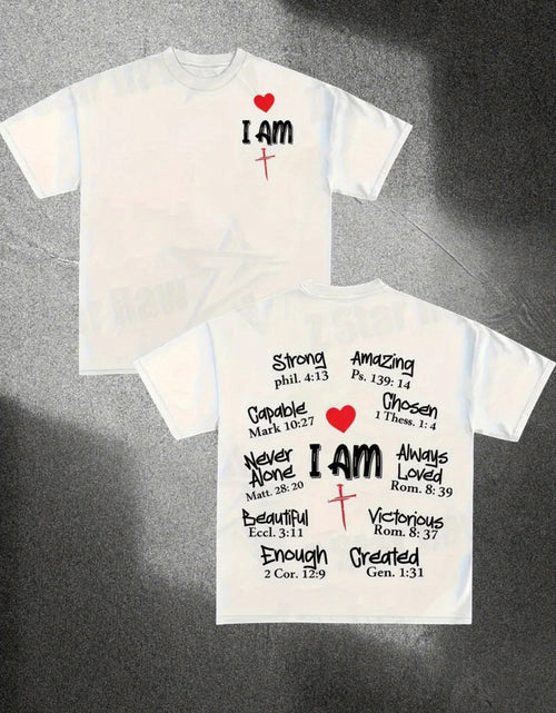 Load image into Gallery viewer, I AM Positive Energy Double-Sided Printing Men 100% Pure Cotton T-Shirt, a Comfortable, Casual, Versatile, And Fashionable Round Neck Short Sleeved Essential for Men,

