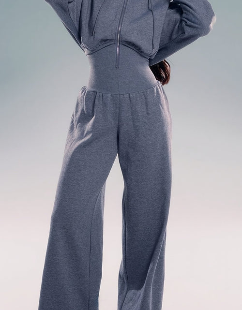 Load image into Gallery viewer, Women&#39;s Casual Solid Color Hooded Zipper Jumpsuit - Long Sleeve Elastic Waist Pantsuit, Machine Washable Spring &amp; Autumn Outfit for Casual Attire, Comfortable Leisurewear, Durable Leisurewear
