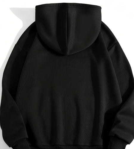 Women's Black Hoodie with Allegedly Text Print - Soft Fleece-Lined Pullover Sweatshirt, Kangaroo Pocket & Loose Fit for Everyday Winter and Fall Outfits - Machine Washable