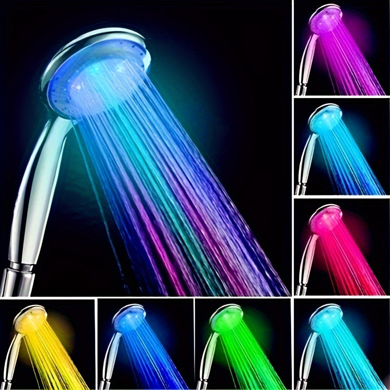 1pc Colorful Temperature Control LED Light Shower Head, Bathroom Accessories