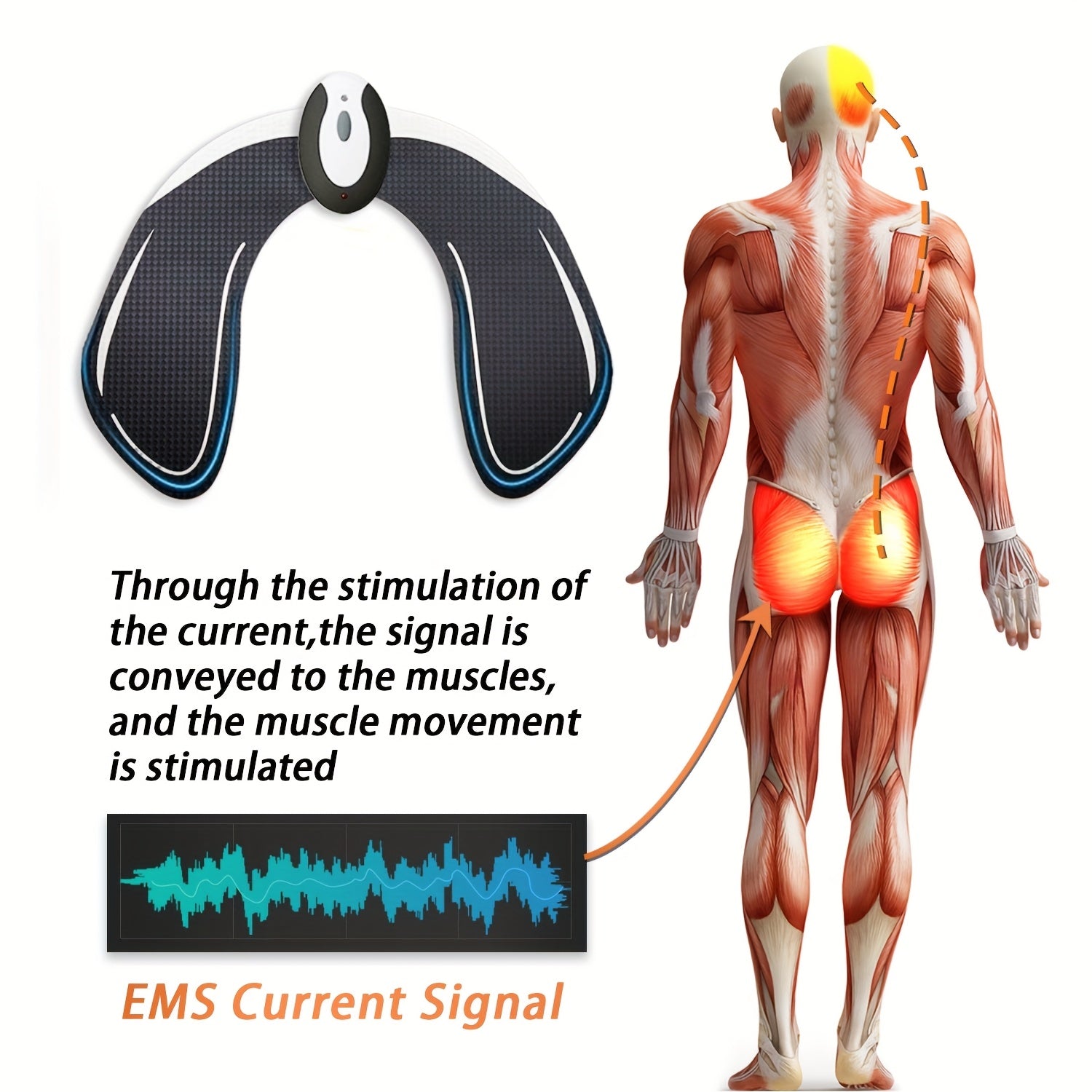 EMS Buttocks Trainer, Suitable For Buttocks, Shaping A Charming Figure, Effectively Exercising And Massaging Buttocks Muscles, With Replacement Gel Patch