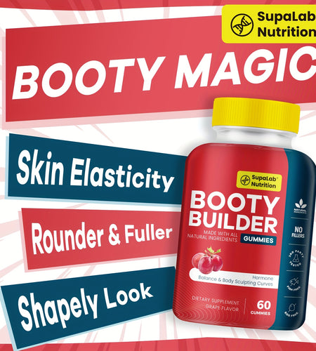Booty Gummies - for Bigger, Rounder, Volumized, Natural Botanical Blend with Horny Goat Weed, Maca, Tongkat Ali, Grape Flavored (60 Count)