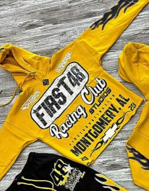 Load image into Gallery viewer, Urban Sweater Set Men&#39;s Hip Hop Drippy Loose Hooded Sweater &amp; Flared Pants Set
