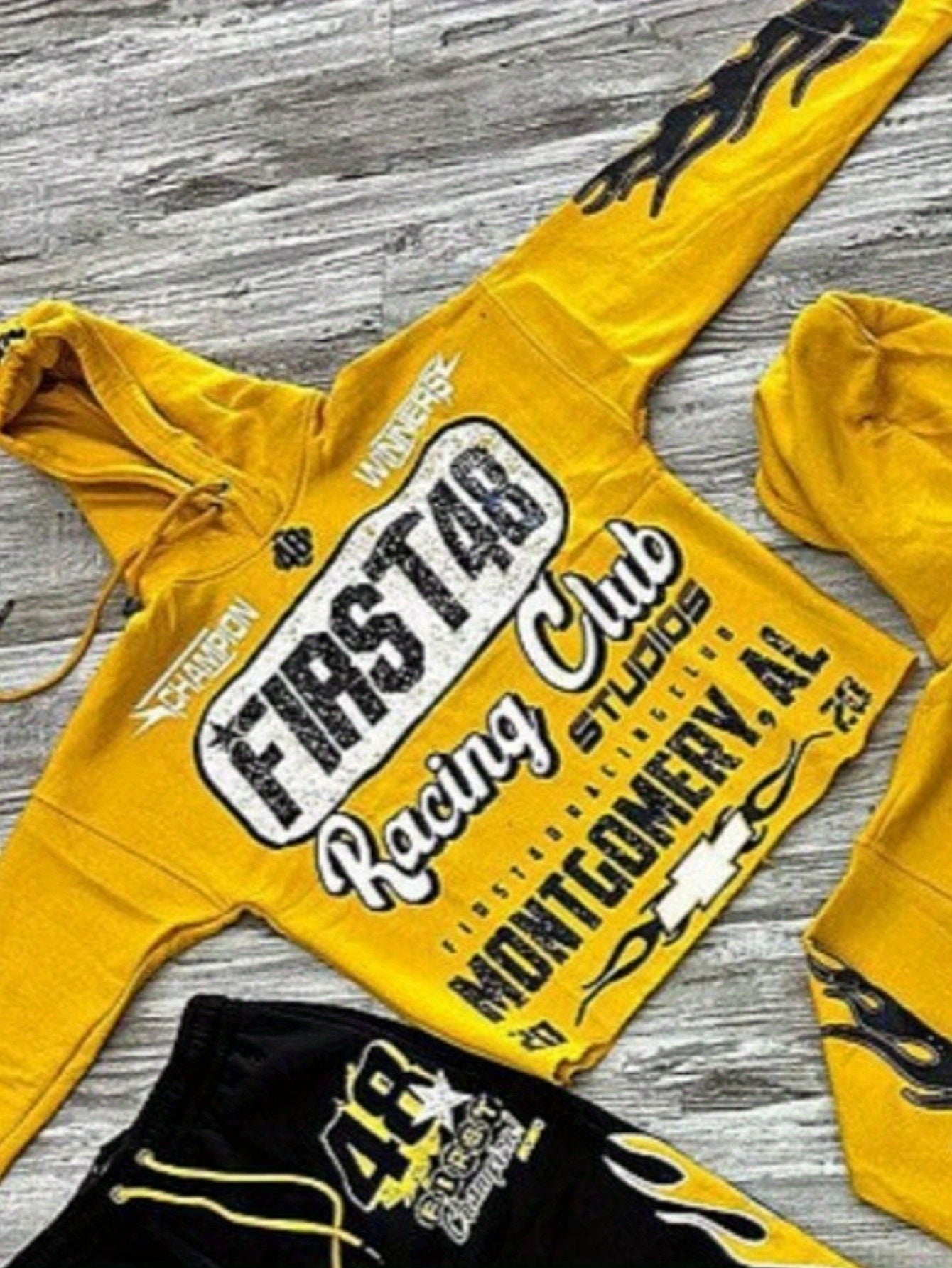 Urban Sweater Set Men's Hip Hop Drippy Loose Hooded Sweater & Flared Pants Set