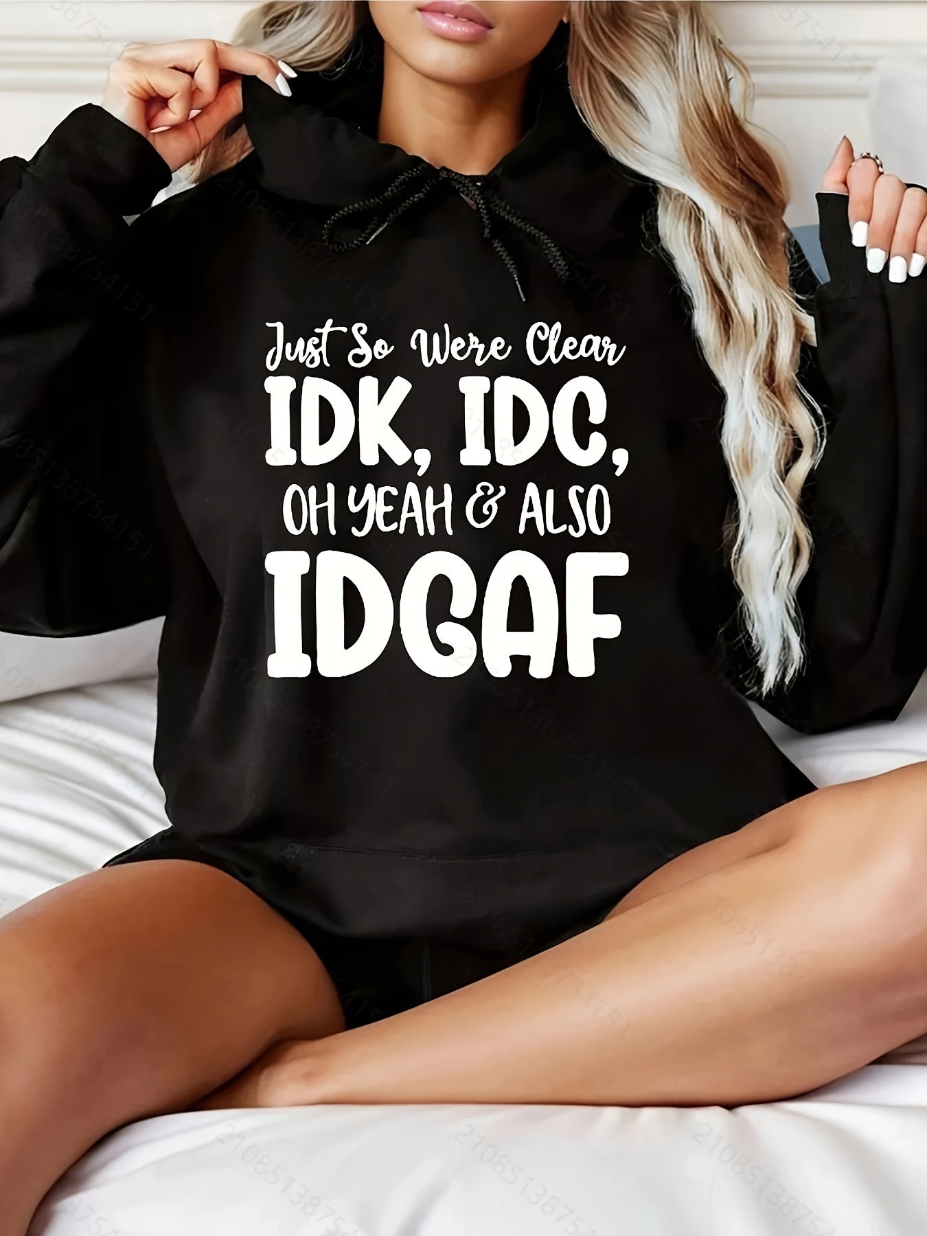 Soft Plus Size Cozy Letter Print Hoodie- Women'S Relaxed Fit Drawstring Casual Sweatshirt for Winter& Fall Seasons