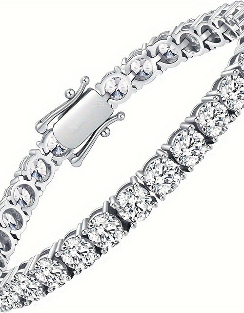 Load image into Gallery viewer, Moissanite Tennis Bracelet - White Golden, 925 Sterling Silver, Dazzling Round Cut Gemstones, Secure Clasp - Elegant Jewelry Gift for Women and Men, Lab Created Simulated Diamond, 4mm D Color VVS1
