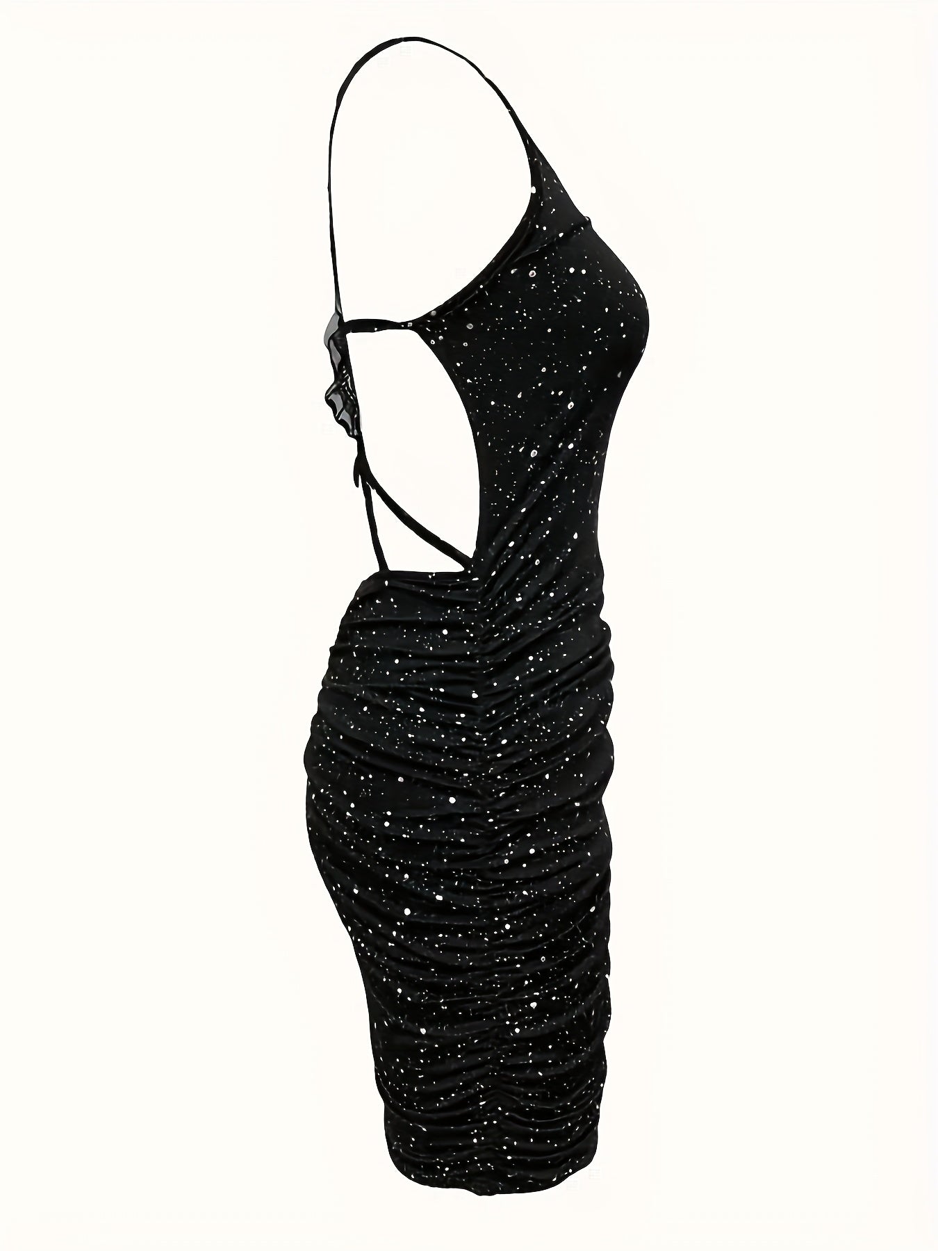 Women Elegant Sleeveless Backless Glitter Butterfly Hollow Out Pattern Dress Fashion Party Midi Long Wrap Dresses