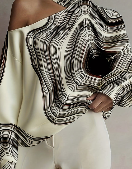 Load image into Gallery viewer, Women's Fashion Turtleneck Top- Off-the-Shoulder Turtleneck Hoodie Multicolor Floral Print Casual Wear for Women Autumn and Winter Fashion
