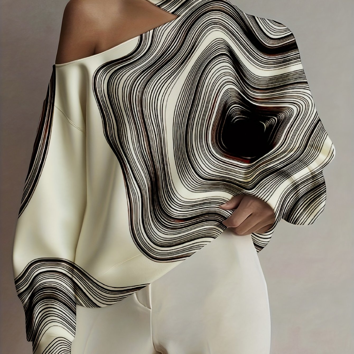 Women's Fashion Turtleneck Top- Off-the-Shoulder Turtleneck Hoodie Multicolor Floral Print Casual Wear for Women Autumn and Winter Fashion