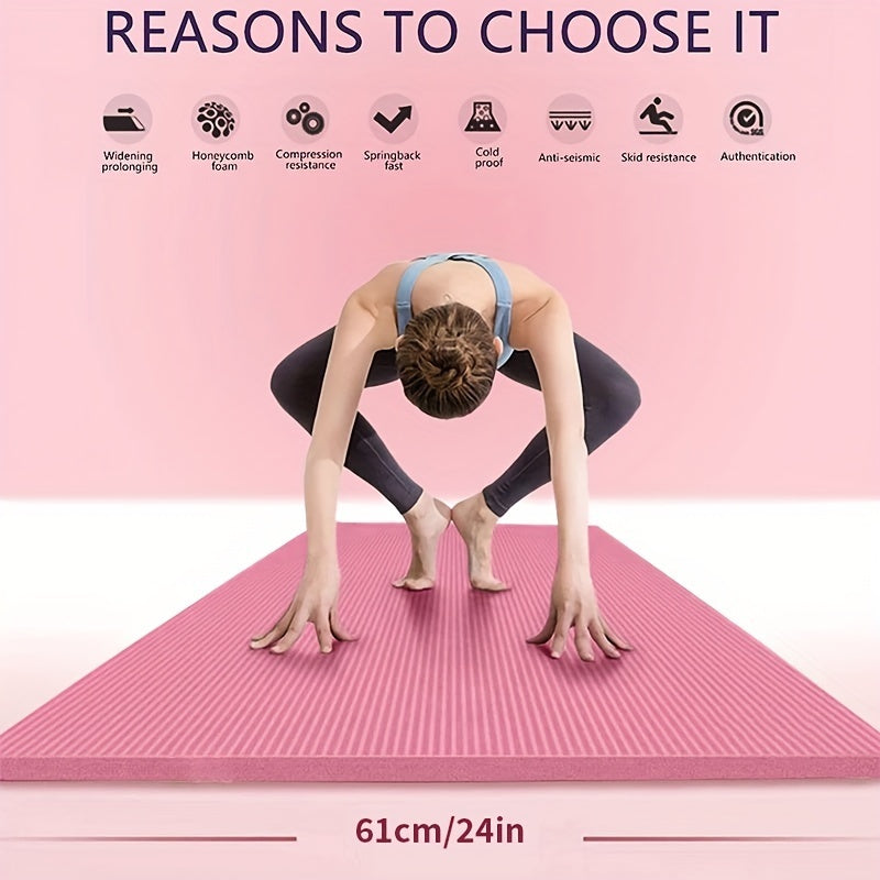 High-quality NBR rubber yoga mat, extra thick and wide, non-slip and durable, ideal for fitness and dance training, comes with a carrying strap, size 183*61*0.8cm/6.0*2.0*0.02 feet, perfect gift for birthdays, Easter, Mother'