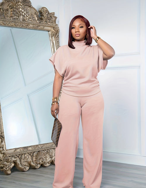 Load image into Gallery viewer, [Spring Casual Set] Two-piece Spring And Summer Casual Set | Women&#39;s Short Sleeved Semi High Neck Loose Top Wide Leg Pants Set, Casual Sports Set

