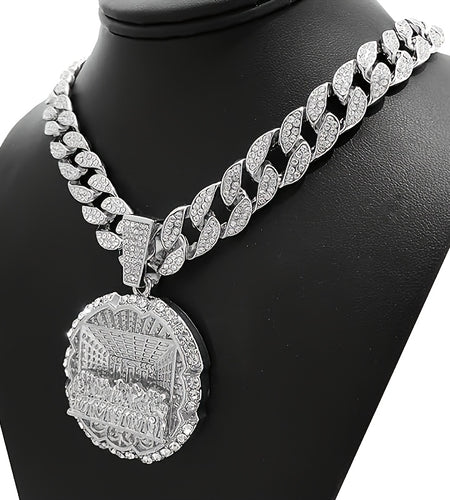 Fashionable Men's Necklace Trendy Synthetic Zirconia Men's Necklace | Fully Set, Fashionable Last Supper Round Plate Decorated | With A Beautiful Gift Box Included