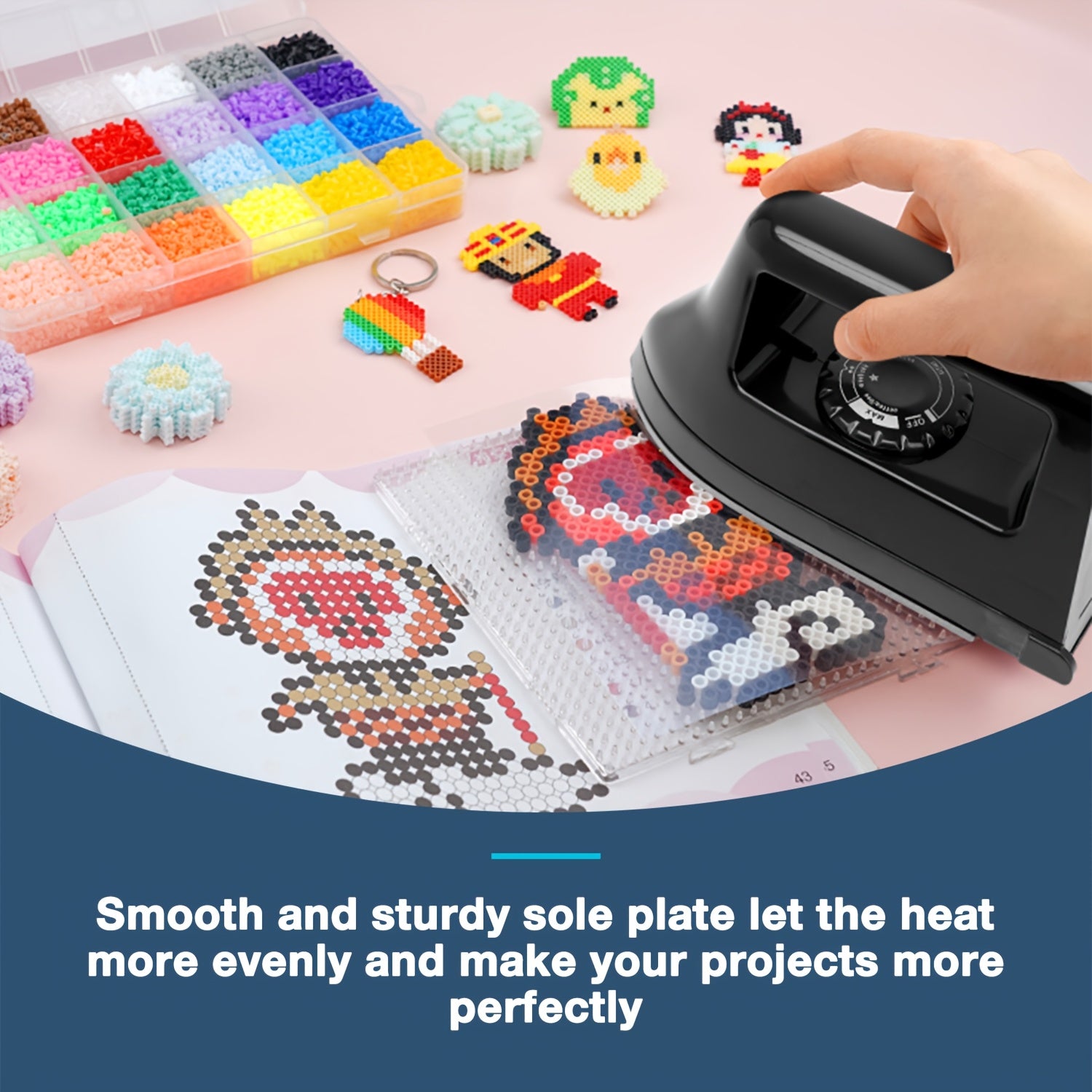 [Portable Mini Iron Heat Press] Mini 1pc Craft Iron Heat Press - 400W Portable Iron with Charging Base - Ideal for DIY T-Shirts, Shoes, Bags & Vinyl Projects