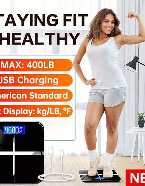 Load image into Gallery viewer, High-Strength 400LB Digital Bathroom Scale Enlarged Surface HD LCD Display Smart Body Weighing Machine with Automatic Recognition And Temperature Display Multi-Function in LB/KG
