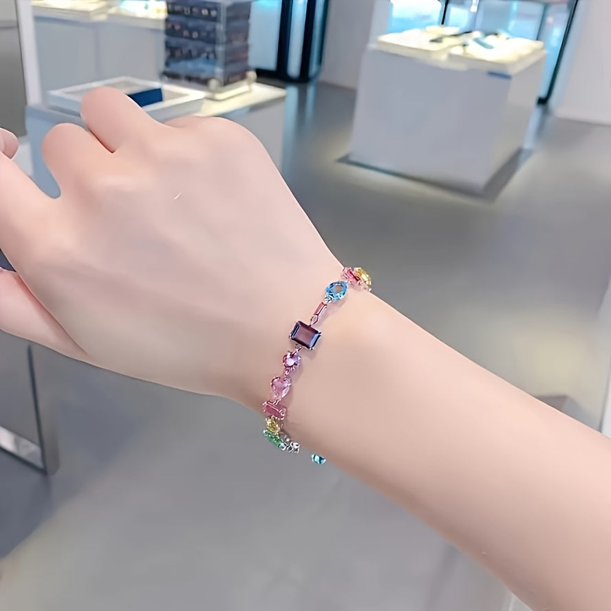[Cute Synthetic Zirconia Bracelet] Lightweight Copper Base Synthetic Zirconia Elegant Bracelet for Women | Multi-Color