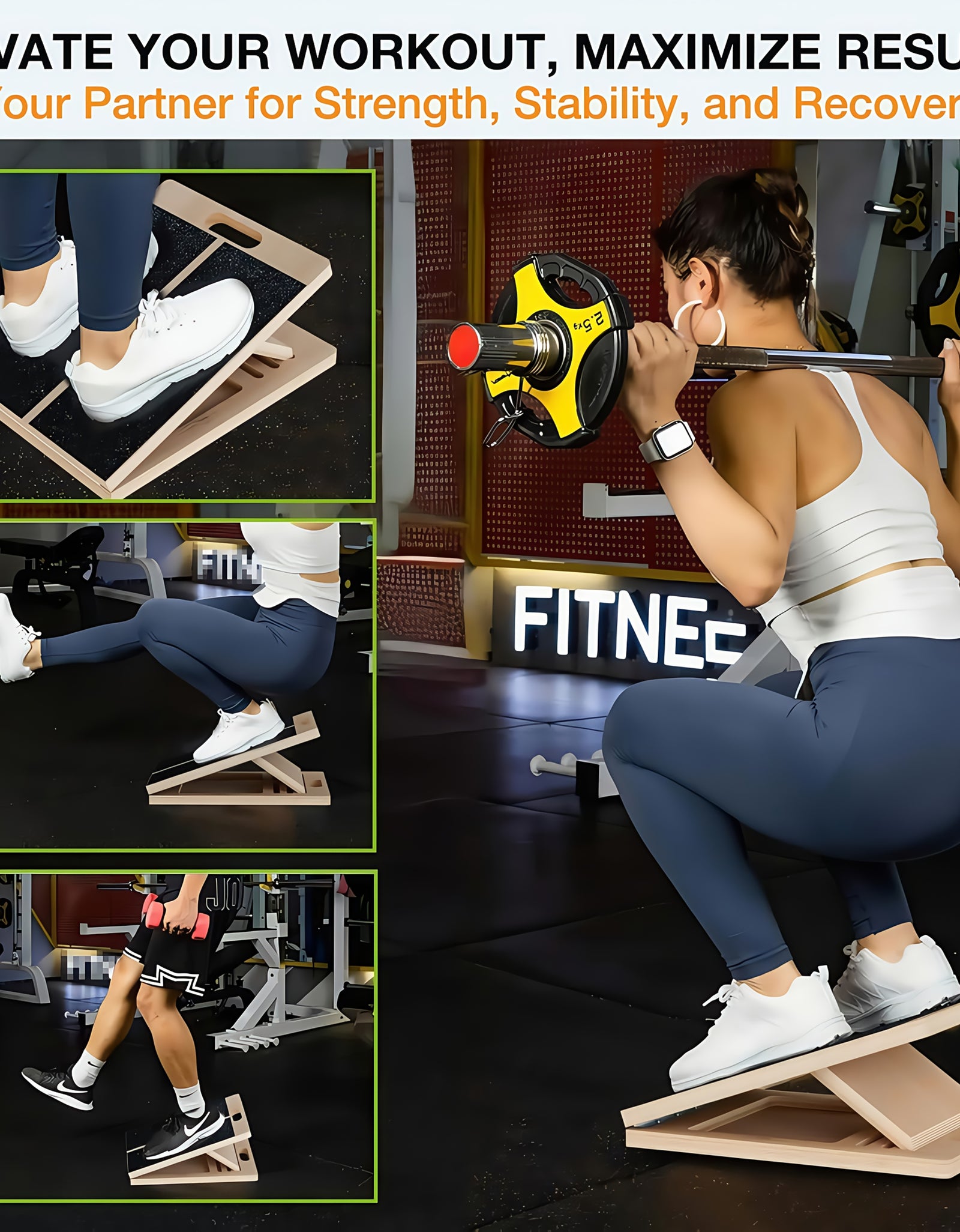 [Portable Wooden Slant Board] Adjustable Portable Wooden Slant Board - Non-Slip Surface, Lightweight & Sturdy Construction for Home Gym, Physical Relax, Squats, Calf Stretching, Ankle/Foot Mobility, Heel Stretch - Ideal for A