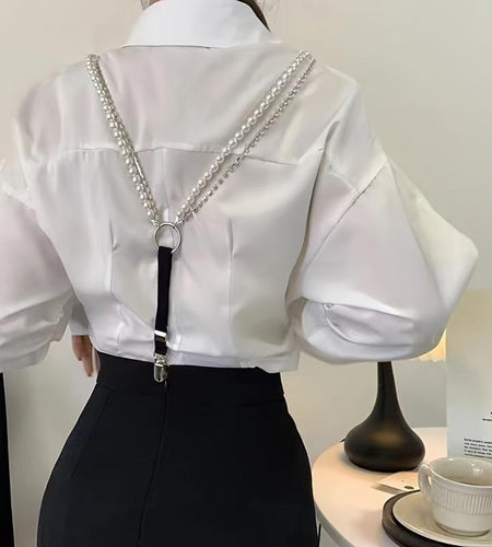 Fashion Pearl Chain Elastic Suspenders - Versatile & Stylish