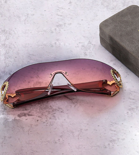 Fashion Glasses Heart Border Decorative Glasses, Gradient Lens, Anti-reflective