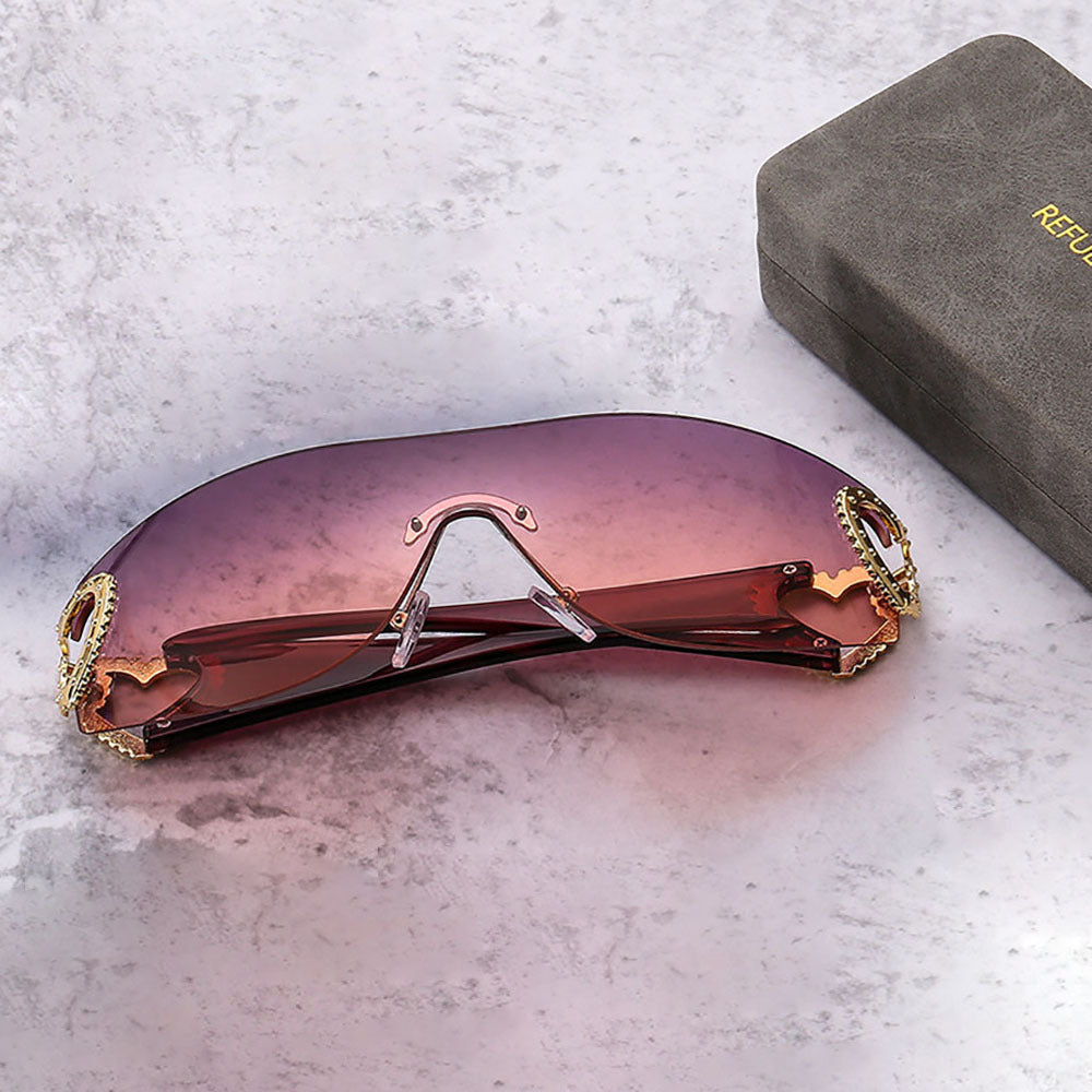 Fashion Glasses Heart Border Decorative Glasses, Gradient Lens, Anti-reflective