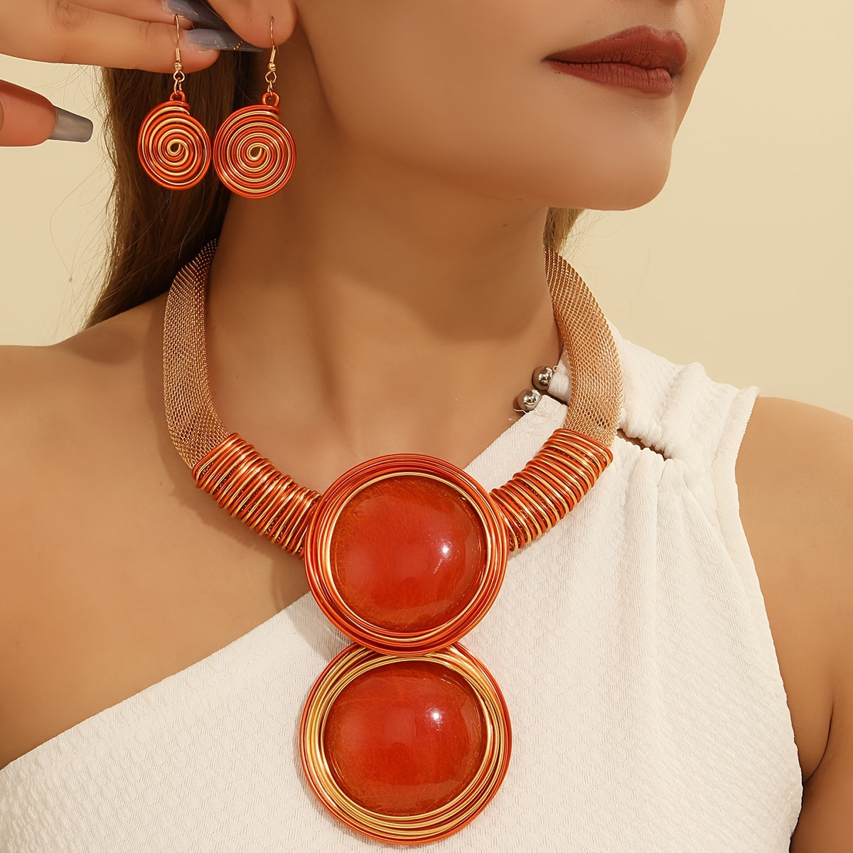 Middle East retro ethnic style necklace and Earrings Bohemian style set in different colors