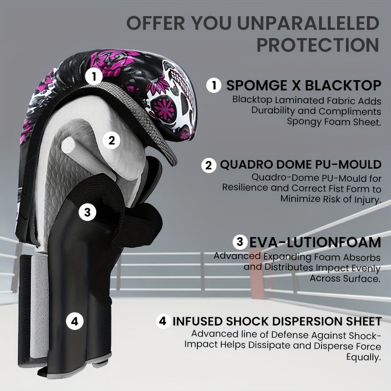 Premium Protective Boxing Gloves For Women 1Pair for Punching Sparring Kickboxing MMA Training, Stylish Comfort Heavy Bag Glove Sizes 10 12 14oz for Women