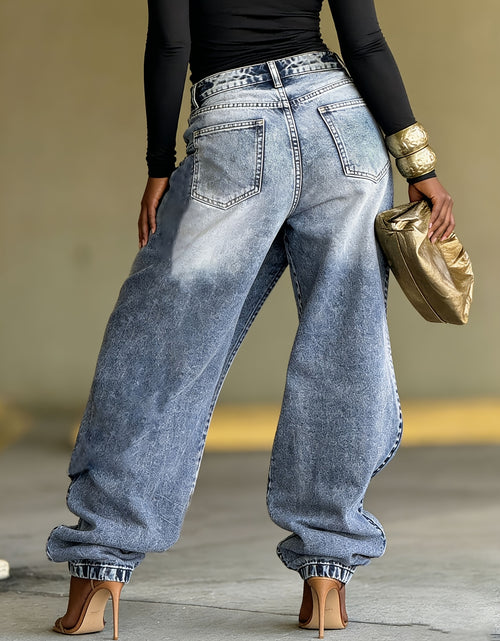 Load image into Gallery viewer, Women's Jeans with Unique Asymmetrical Cut, Distressed Wash, Loose Tapered Fit to Conceal And Slim, Pair with Metallic Accessories to Instantly Become A Street-style Icon
