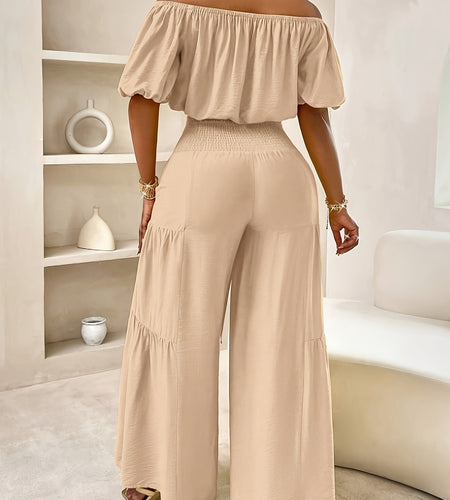 Spring And Summer Women Solid Color Short Sleeved Casual Top, Pants Set, 2pcs Set