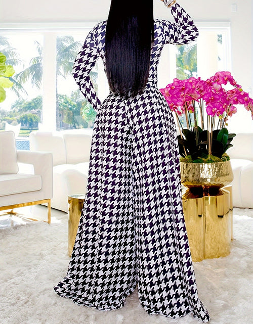 Load image into Gallery viewer, Women Print Long Sleeve Casual Polyester Knit Pants Suit with Round Neck for Autumn/Winter
