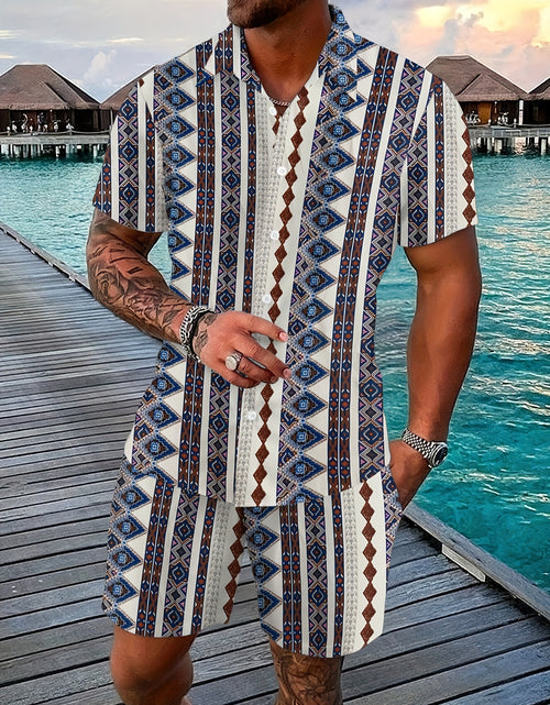 Load image into Gallery viewer, Men&#39;s Beach Style Fashion Set - Short-Sleeved Shirt &amp; Shorts - Eye-Catching Keep Short
