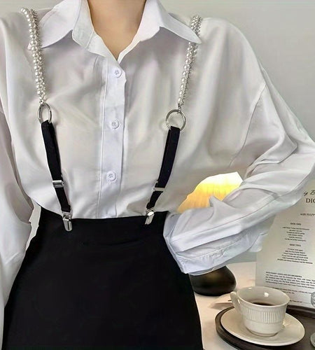 Fashion Pearl Chain Elastic Suspenders - Versatile & Stylish