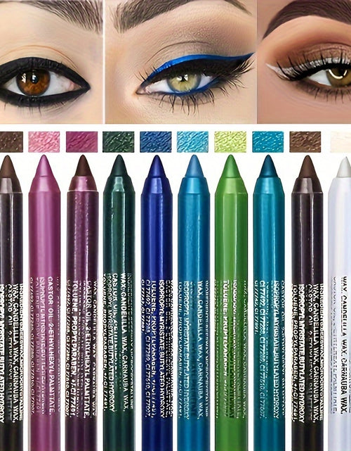 Load image into Gallery viewer, 12 Pens Waterproof Eyeliner Set With Pencil Sharpener, Color Makeup Eyeliner Pen Eye Shadow Waterproof And Sweat Resistant Durable
