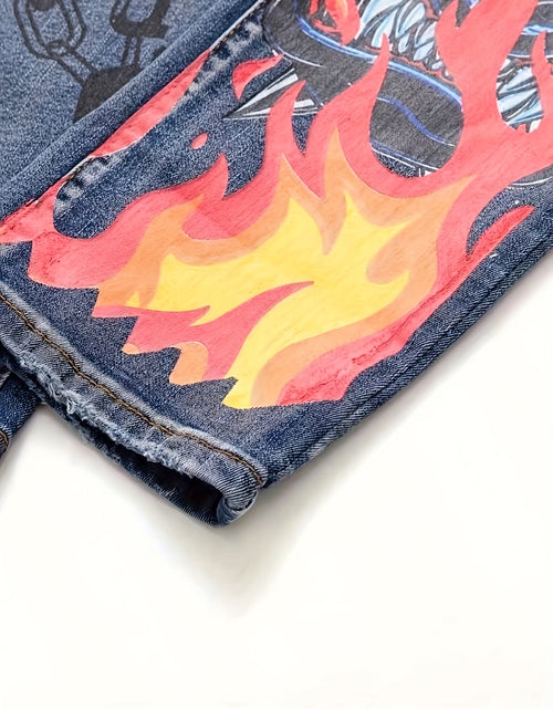 Load image into Gallery viewer, Graffiti Distressed Washed And Distressed Jeans Men Jeans Para Hombre, Designer Jeans for Men, Straight-Leg Wide-Leg Stretch All-Season Streetwear Y2K Vintage Wash Fashion
