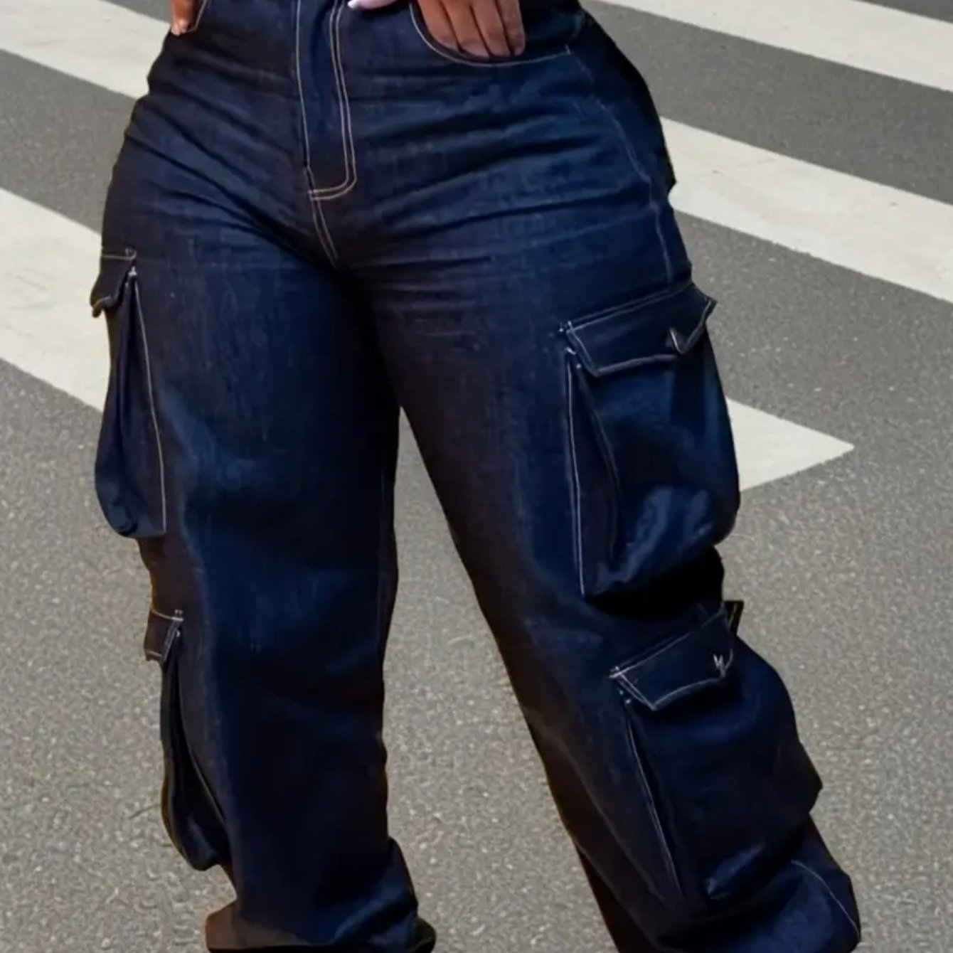 Stretch Skinny High Waist Cargo Jeans for Women | Multiple Utility Pockets, Machine Washable