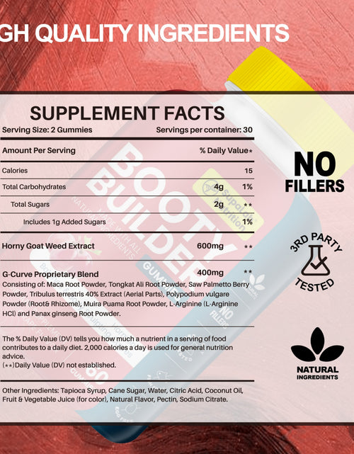 Load image into Gallery viewer, Booty Gummies - for Bigger, Rounder, Volumized, Natural Botanical Blend with Horny Goat Weed, Maca, Tongkat Ali, Grape Flavored (60 Count)
