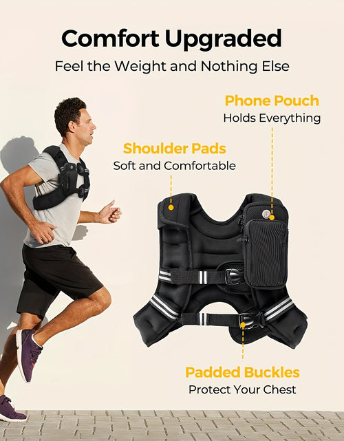 Load image into Gallery viewer, Weighted Vest  6lb/25lb/30lb/46lb with Reflective Stripe &amp; Adjustable Detachable Pouch - Unisex Workout Vest for Strength Training, Running, Walking, Jogging - Deeper Back Mesh Pocket, Ideal for Men &amp; Women
