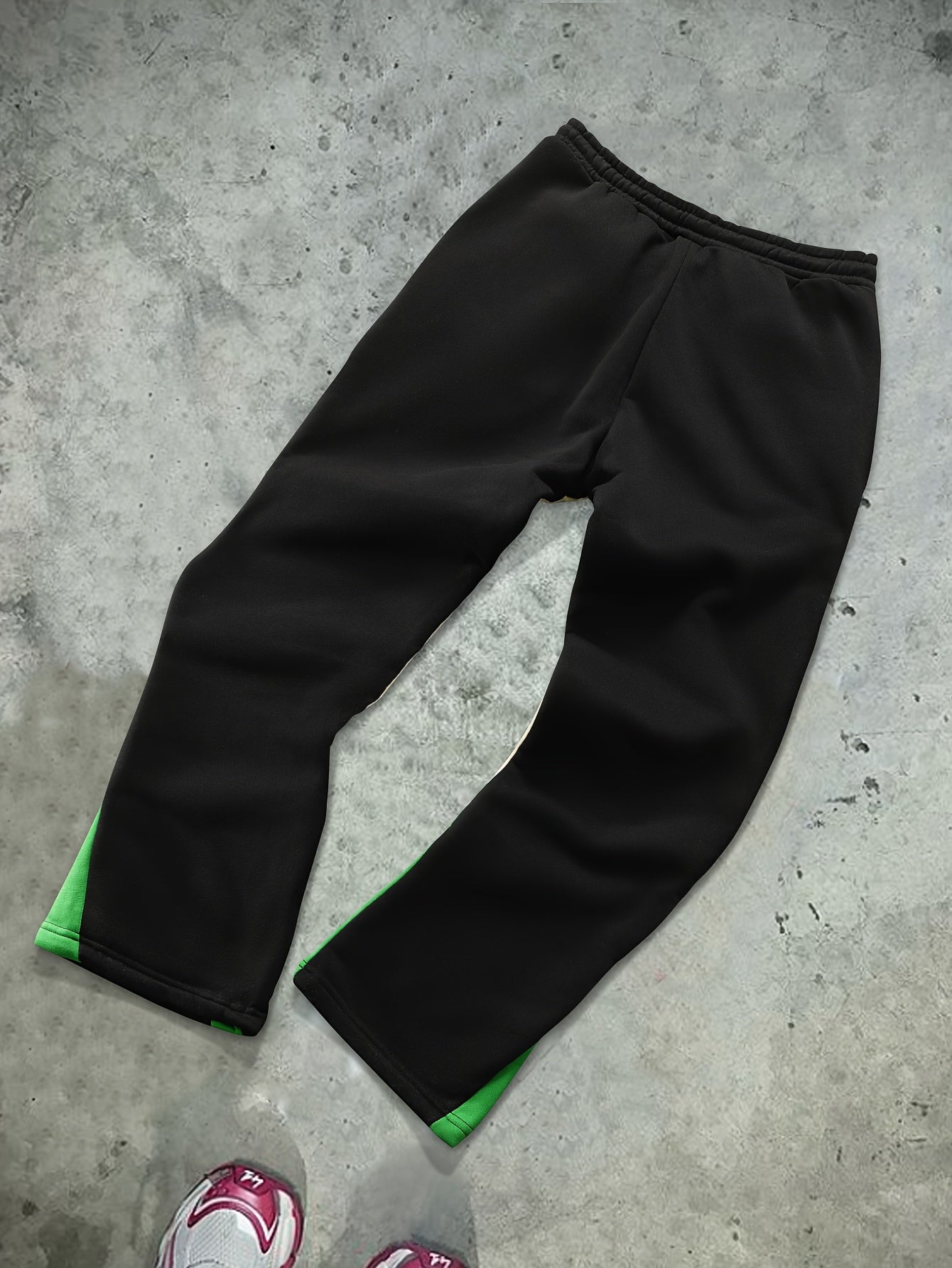 Men's Casual Drawstring Track Pants, Polyester Stretch Fabric, Letter Print, Regular Fit, for Hiking & Outdoor Leisure, All Seasons, Adult Size