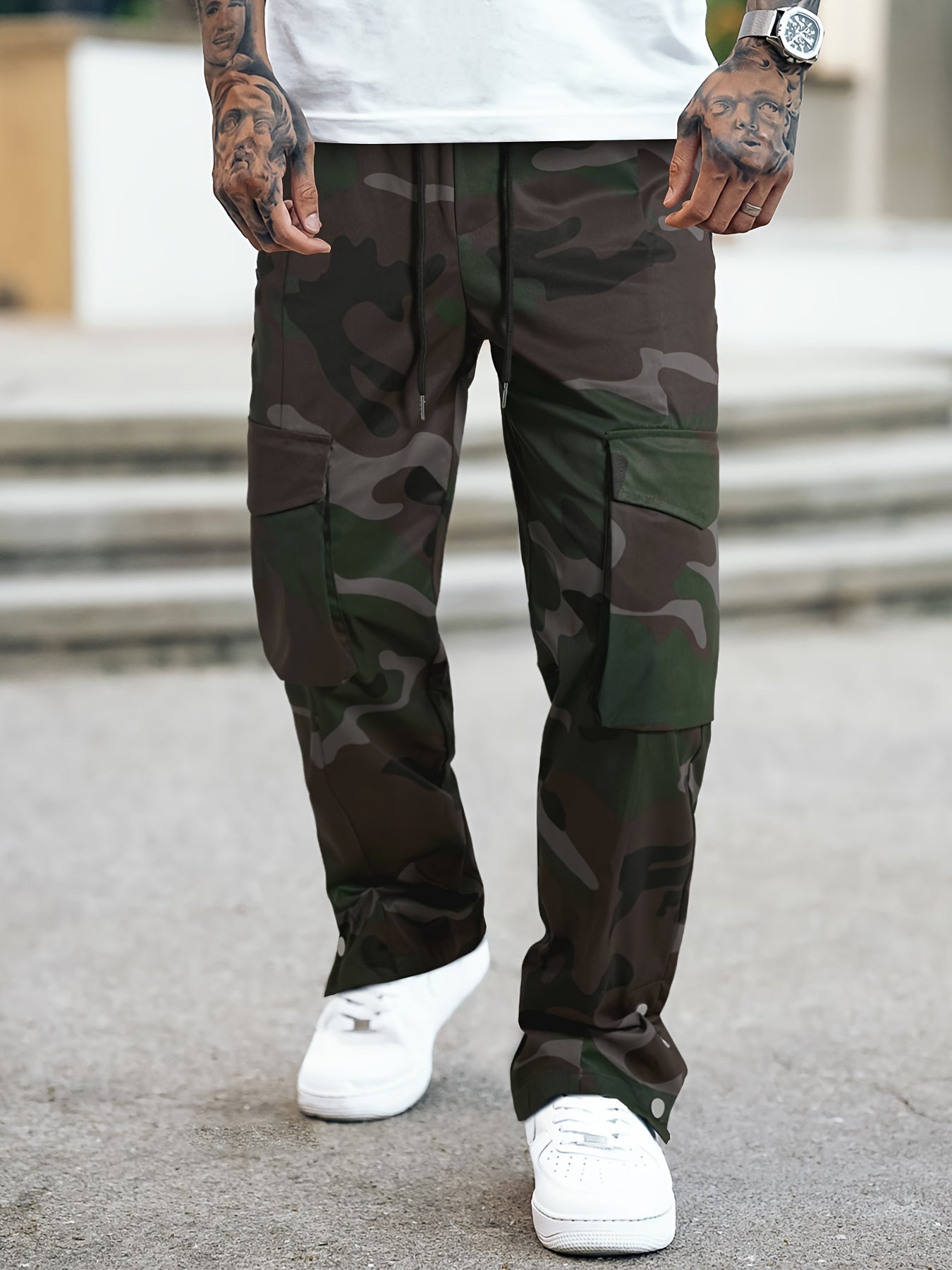 Men's New Camouflage Overalls, Loose Multi-Pocket Overalls, Casual
