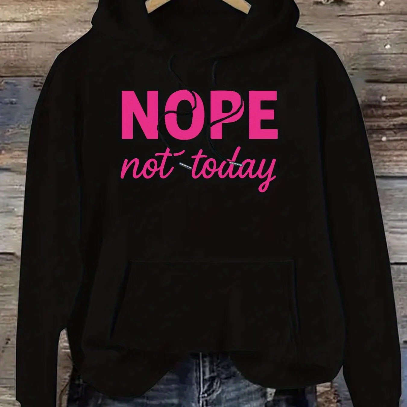 [Statement Hoodie for Women] Oversized "NOPE Not Today" Women's Hoodie - Long Sleeve Pullover Sweatshirt, Loose Fit Casual Clothing, Machine Washable
