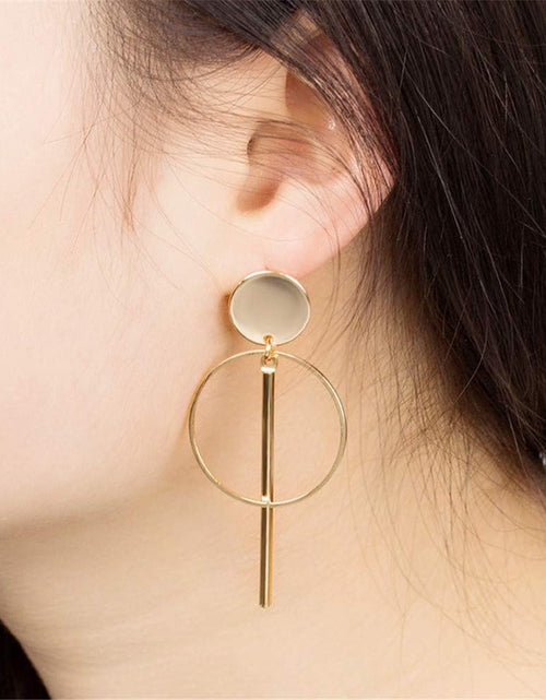 Load image into Gallery viewer, Geometric Double Circle Hoop Dangle Earrings Simple 8 Infinity Knot Bar Tassel Drop Earrings for Women Jewelry
