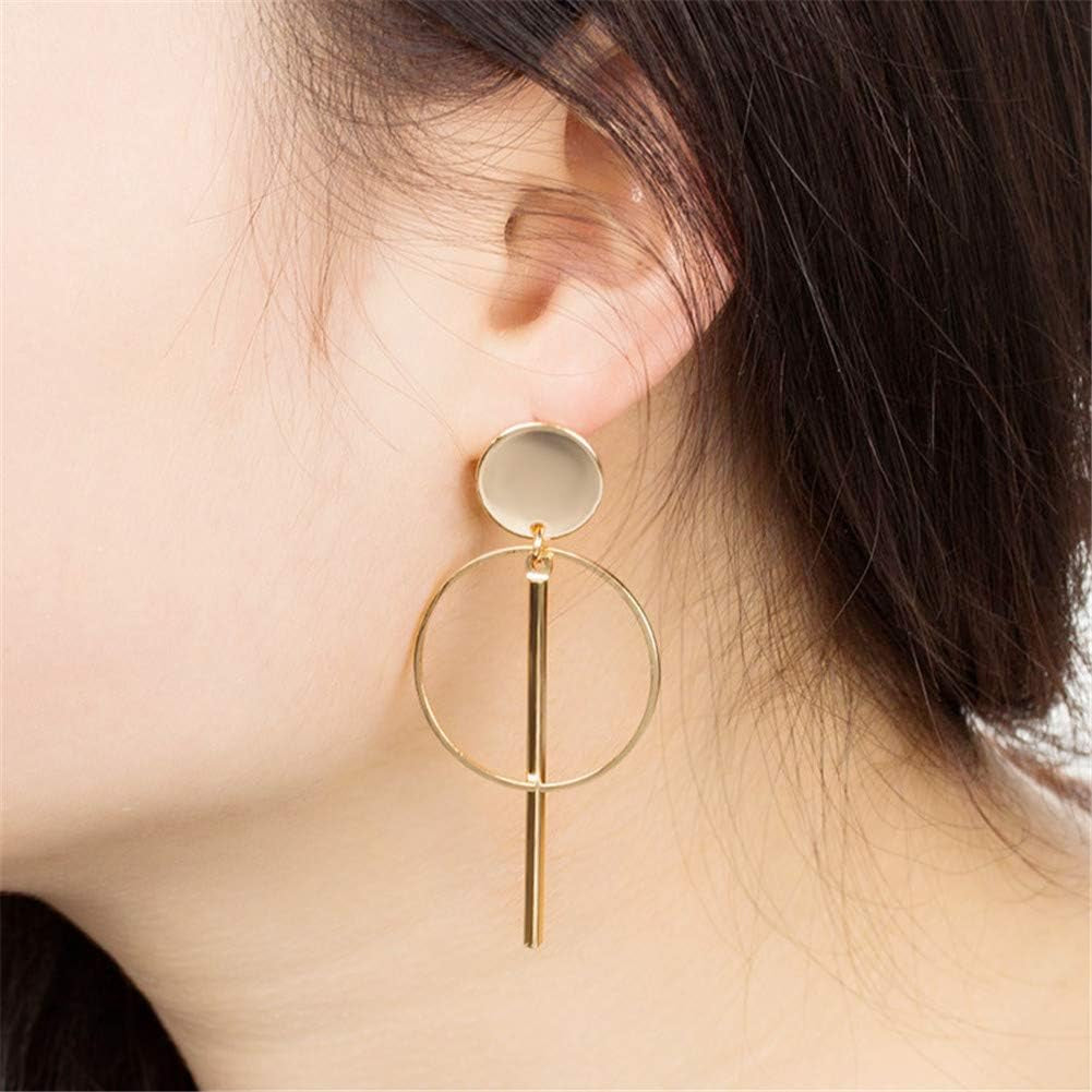 Geometric Double Circle Hoop Dangle Earrings Simple 8 Infinity Knot Bar Tassel Drop Earrings for Women Jewelry