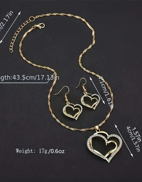 Load image into Gallery viewer, A Pair Of Earrings And A Necklace,  Romantic Style Jewelry Set, Sparkling Heart-shaped Design, Perfect Valentine&#39;s Day And Birthday Gifts.
