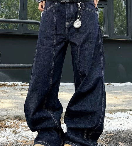 Men Loose-Fitting Wide Leg Denim Jeans, Comfortable On The Upper Body, Fitted And Loose, Classic And Timeless, The Latest Product, Machine Washable