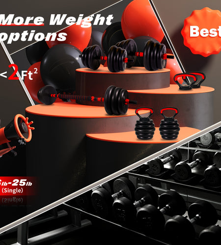 Adjustable Dumbbell Set, 90/70/30/20 Lbs Free Weights Set with Upgraded Nut, 4in 1 Weight Set Used As Kettlebells, Barbell, Push Up Stand, Fitness Exercise for Home Gym Suitable Men/ Women