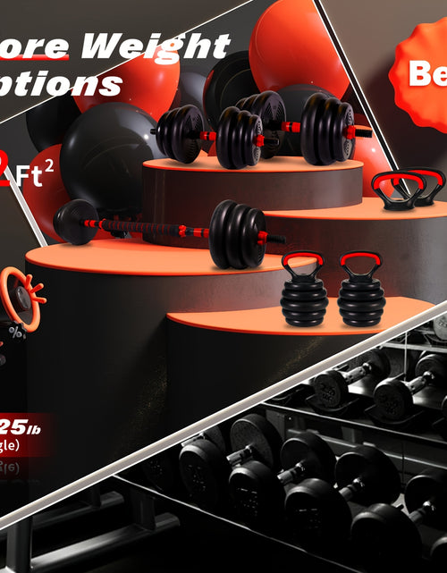 Load image into Gallery viewer, Adjustable Dumbbell Set, 90/70/30/20 Lbs Free Weights Set with Upgraded Nut, 4in 1 Weight Set Used As Kettlebells, Barbell, Push Up Stand, Fitness Exercise for Home Gym Suitable Men/ Women
