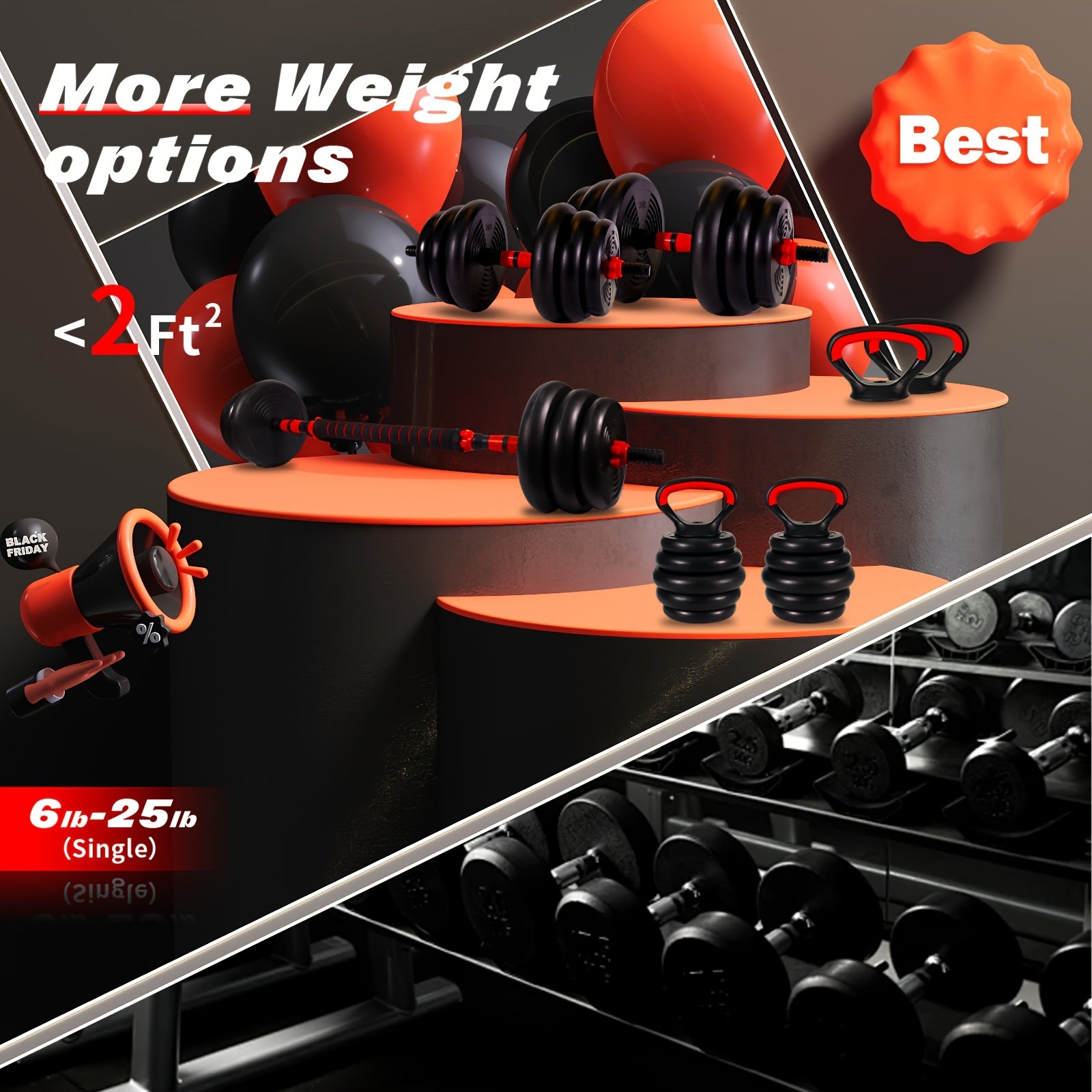 Adjustable Dumbbell Set, 90/70/30/20 Lbs Free Weights Set with Upgraded Nut, 4in 1 Weight Set Used As Kettlebells, Barbell, Push Up Stand, Fitness Exercise for Home Gym Suitable Men/ Women