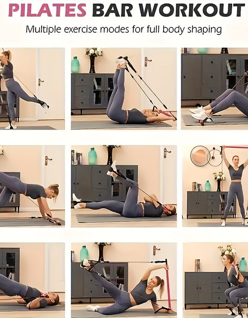 Load image into Gallery viewer, Pilates Bar Set, Multi-Functional Fitness Stepper and Stretching Trainer, Yoga and Home Workout Equipment, 14 pcs with 6 Resistance Bands (180 lbs)
