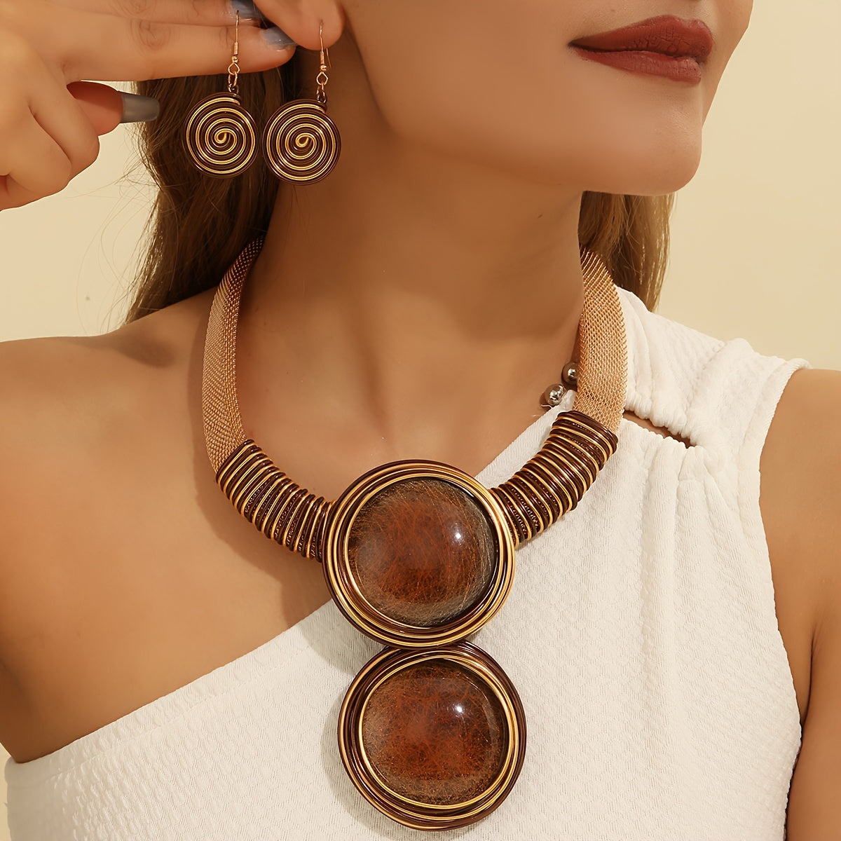 Middle East retro ethnic style necklace and Earrings Bohemian style set in different colors