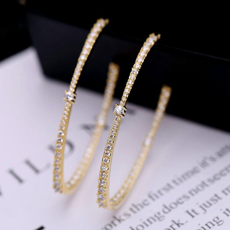 Vecalon Large Hoop Gold/Sier Color for Women Big Circle Earrings Sterg Sier Wedding Jewelry Party Accessories