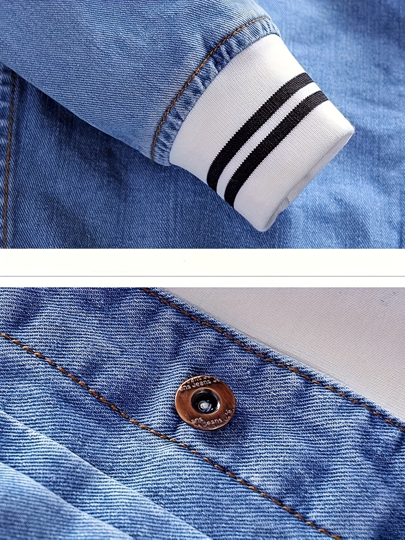 Men Vintage Distressed Denim Jacket - Slim Fit Biker Streetwear with Embroidered Design, Classic Baseball Uniform Style, Blue Casual Jacket for Trendy Outfits