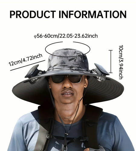 Solar Hat 2 Fans  | New Sun Protection USB Charging Sun Hat with Dual Power Outdoor Hat